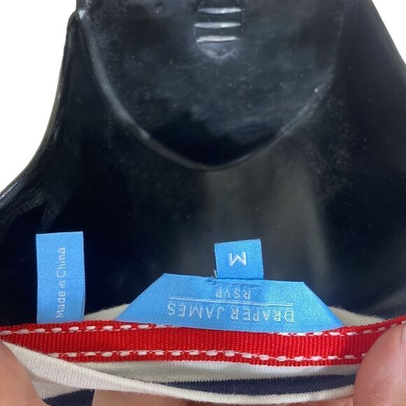 Draper james RSVP petal sleeve tee dark blue/white striped new medium preppy - Picture 7 of 8